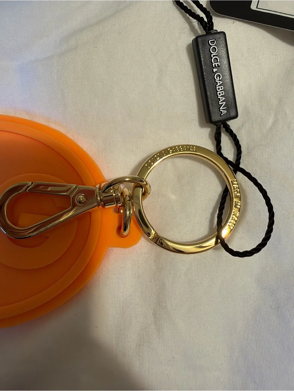 Dolce & Gabbana Orange Silicone DG Round Keyring